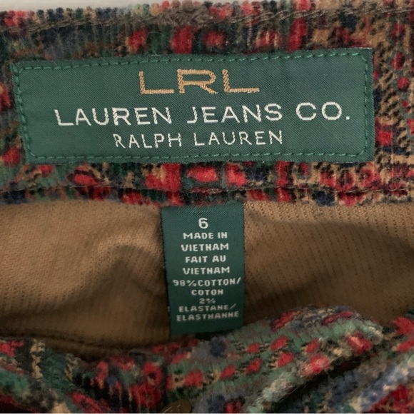 LRL LAUREN JEANS Paisley Corduroy Classic Straight Fit Jeans - Picture 5 of 8